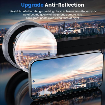 1Set For iPhone 16  /  16 Plus Camera Lens Film Tempered Glass CD Vein Metal Ring Rear Lens Protector