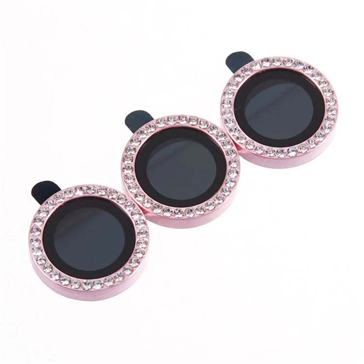 For iPhone 15 Pro  /  15 Pro Max Camera Lens Protector Rhinestone Metal Frame + Tempered Glass Rear Lens Film
