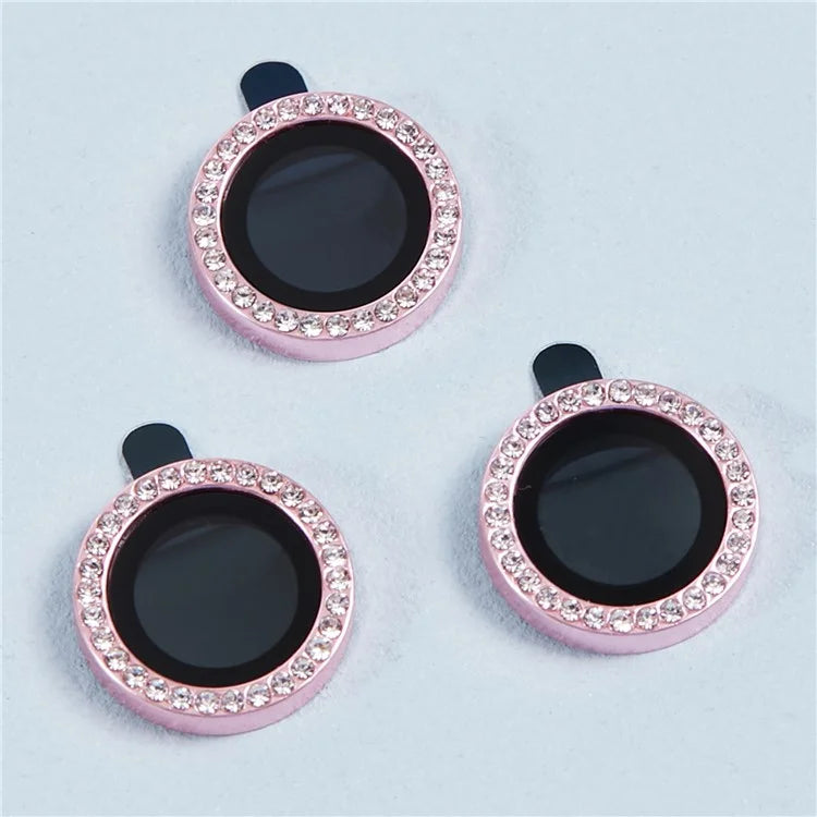 For iPhone 15 Pro  /  15 Pro Max Camera Lens Protector Rhinestone Metal Frame + Tempered Glass Rear Lens Film