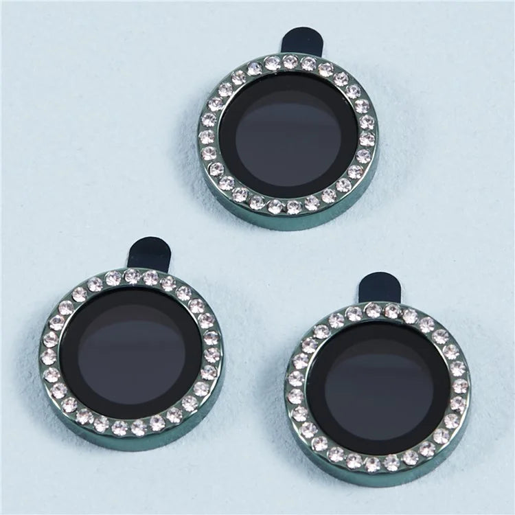 For iPhone 15 Pro  /  15 Pro Max Camera Lens Protector Rhinestone Metal Frame + Tempered Glass Rear Lens Film