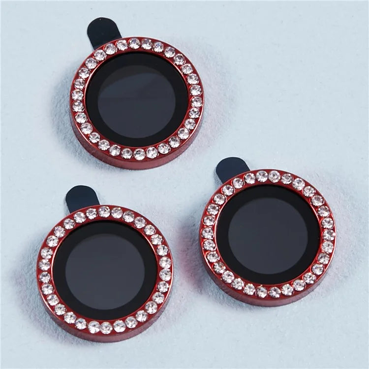 For iPhone 15 Pro  /  15 Pro Max Camera Lens Protector Rhinestone Metal Frame + Tempered Glass Rear Lens Film