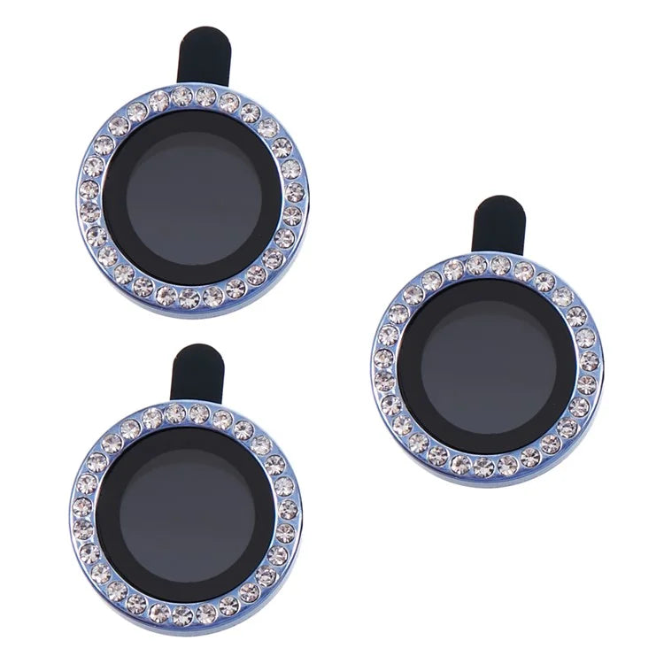 For iPhone 15 Pro  /  15 Pro Max Camera Lens Protector Rhinestone Metal Frame + Tempered Glass Rear Lens Film