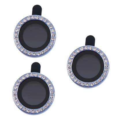 For iPhone 15 Pro  /  15 Pro Max Camera Lens Protector Rhinestone Metal Frame + Tempered Glass Rear Lens Film