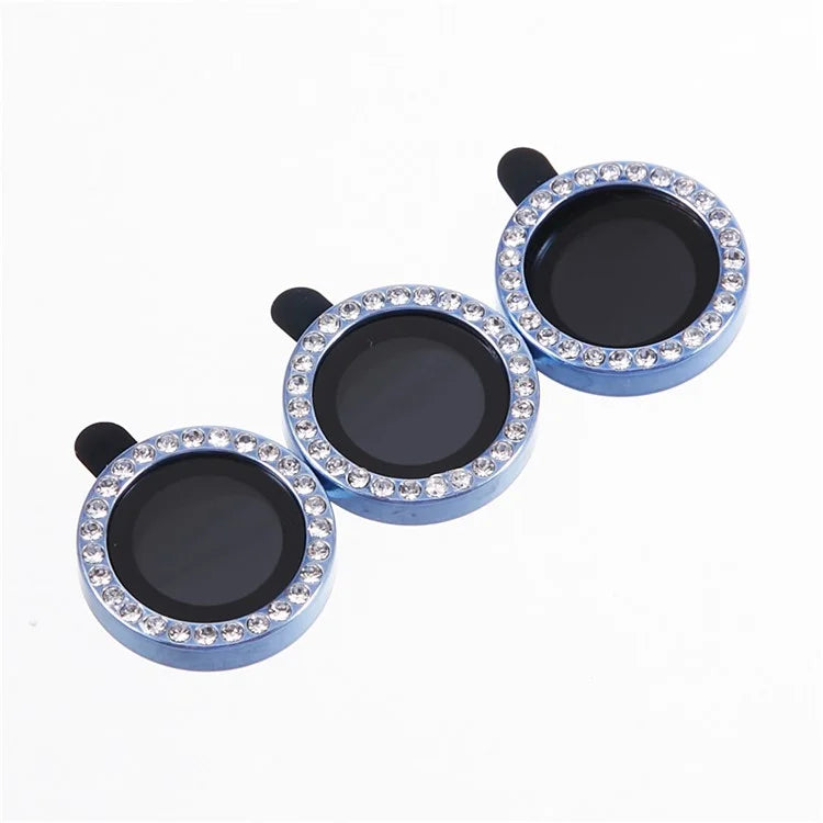 For iPhone 15 Pro  /  15 Pro Max Camera Lens Protector Rhinestone Metal Frame + Tempered Glass Rear Lens Film