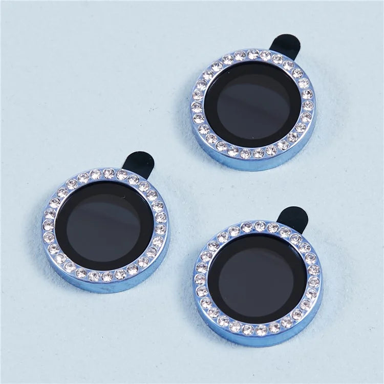 For iPhone 15 Pro  /  15 Pro Max Camera Lens Protector Rhinestone Metal Frame + Tempered Glass Rear Lens Film
