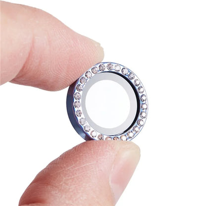 For iPhone 15 Pro  /  15 Pro Max Camera Lens Protector Rhinestone Metal Frame + Tempered Glass Rear Lens Film