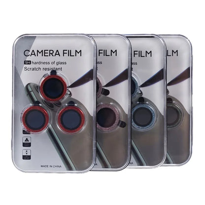 For iPhone 15 Pro  /  15 Pro Max Camera Lens Protector Set Tempered Glass Glitter Bling Ring Lens Film