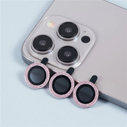 For iPhone 15 Pro  /  15 Pro Max Camera Lens Protector Set Tempered Glass Glitter Bling Ring Lens Film