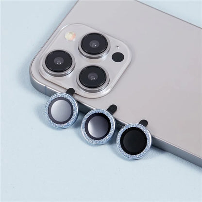 For iPhone 15 Pro  /  15 Pro Max Camera Lens Protector Set Tempered Glass Glitter Bling Ring Lens Film