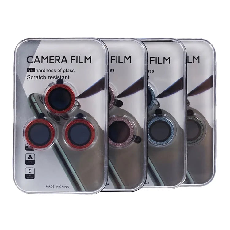 For iPhone 15 Pro  /  15 Pro Max Camera Lens Protector Set Tempered Glass Glitter Bling Ring Lens Film