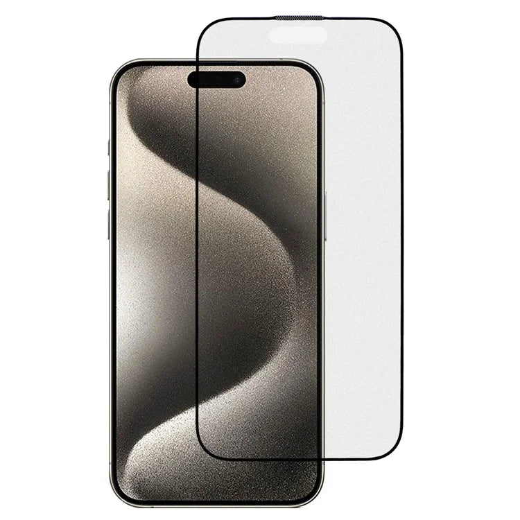 For iPhone 15 Plus Matte Corning Gorilla Glass Screen Protector Silk Printing Black Edge Film