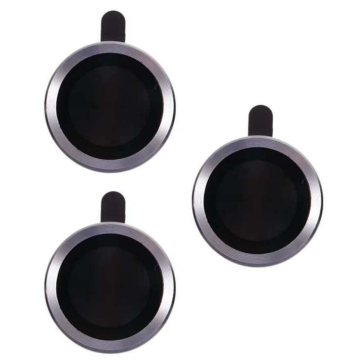 For iPhone 15 Pro / 15 Pro Max 1 Set Camera Lens Protector Metal Ring Tempered Glass Electroplating CD Vein Lens Film