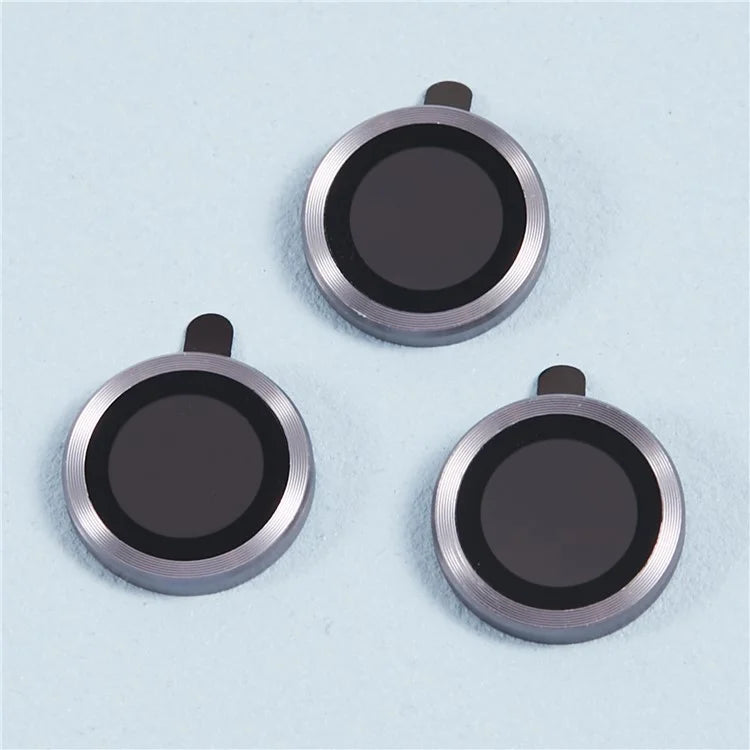 For iPhone 15 Pro / 15 Pro Max 1 Set Camera Lens Protector Metal Ring Tempered Glass Electroplating CD Vein Lens Film