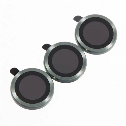 For iPhone 15 Pro / 15 Pro Max 1 Set Camera Lens Protector Metal Ring Tempered Glass Electroplating CD Vein Lens Film
