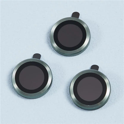 For iPhone 15 Pro / 15 Pro Max 1 Set Camera Lens Protector Metal Ring Tempered Glass Electroplating CD Vein Lens Film