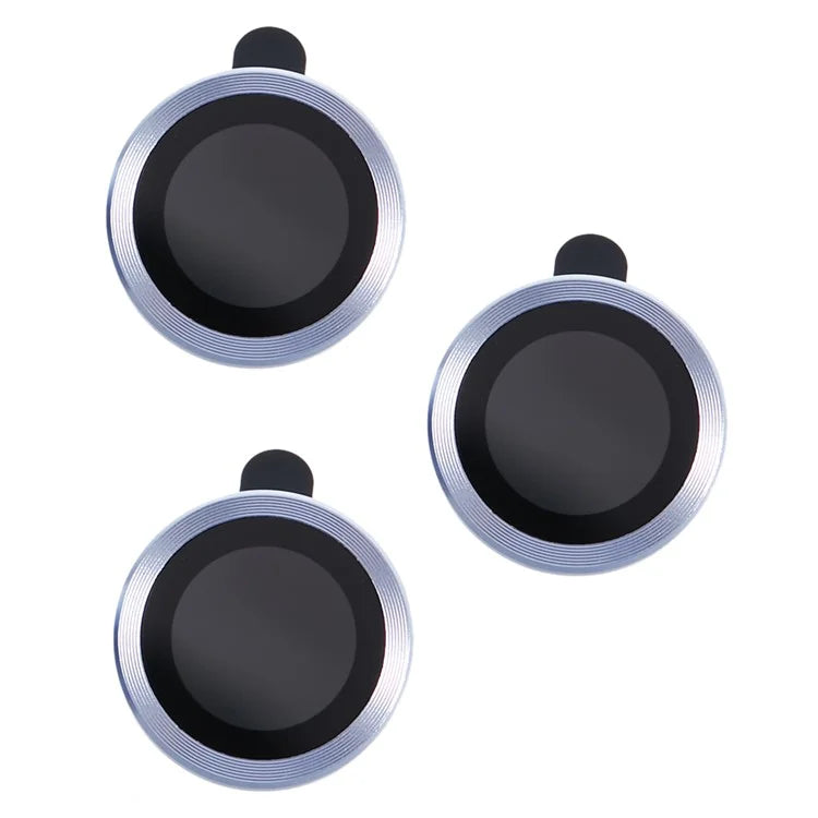 For iPhone 15 Pro / 15 Pro Max 1 Set Camera Lens Protector Metal Ring Tempered Glass Electroplating CD Vein Lens Film