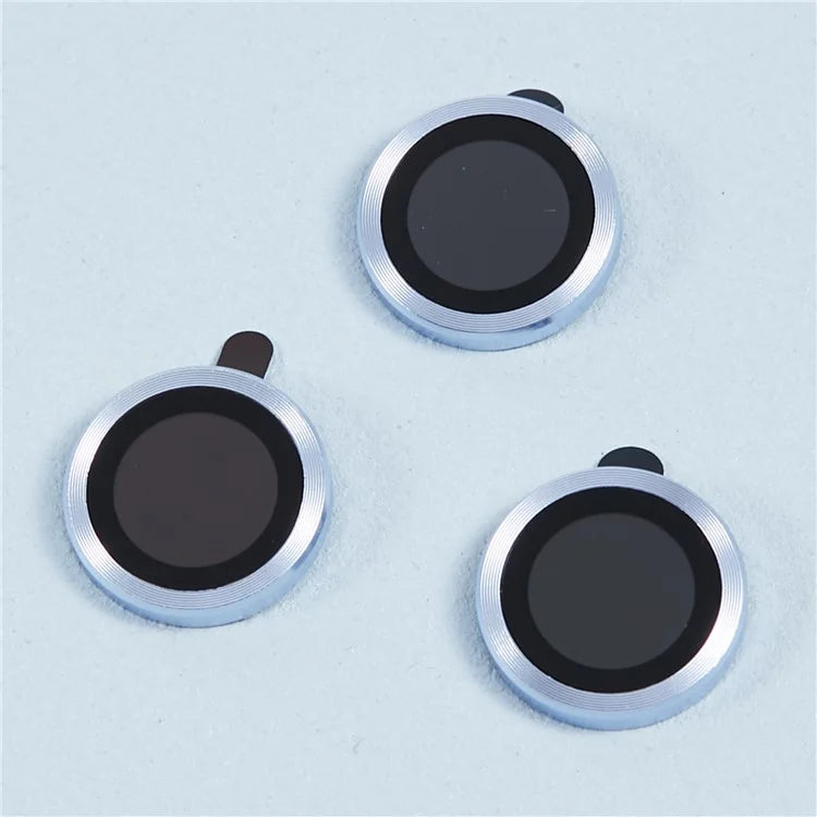 For iPhone 15 Pro / 15 Pro Max 1 Set Camera Lens Protector Metal Ring Tempered Glass Electroplating CD Vein Lens Film