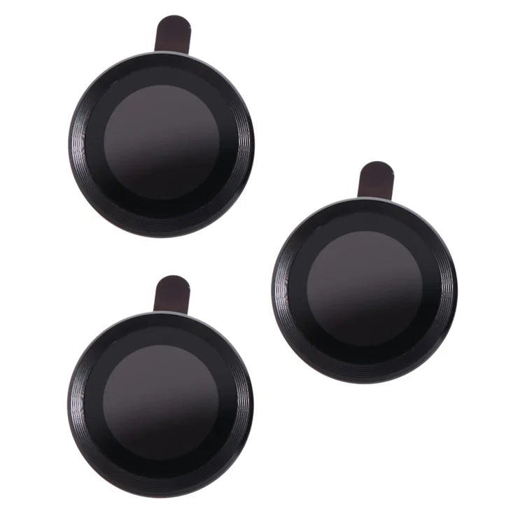 For iPhone 15 Pro / 15 Pro Max 1 Set Camera Lens Protector Metal Ring Tempered Glass Electroplating CD Vein Lens Film