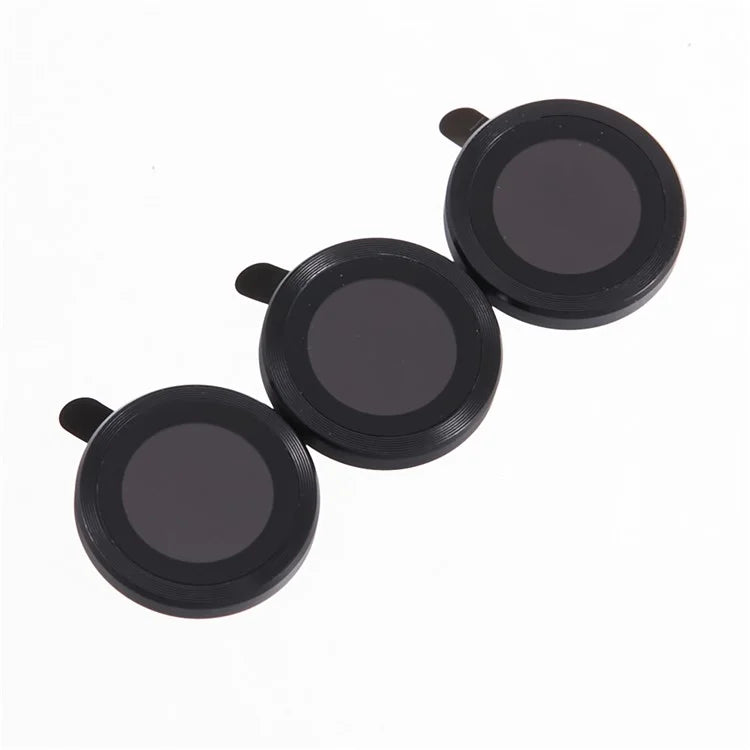 For iPhone 15 Pro / 15 Pro Max 1 Set Camera Lens Protector Metal Ring Tempered Glass Electroplating CD Vein Lens Film