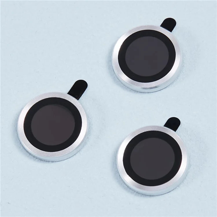 For iPhone 15 Pro / 15 Pro Max 1 Set Camera Lens Protector Metal Ring Tempered Glass Electroplating CD Vein Lens Film