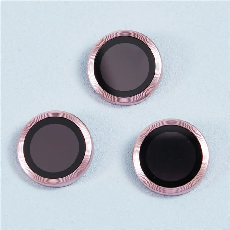 For iPhone 15 Pro / 15 Pro Max 1 Set Camera Lens Protector Metal Ring Tempered Glass Electroplating CD Vein Lens Film