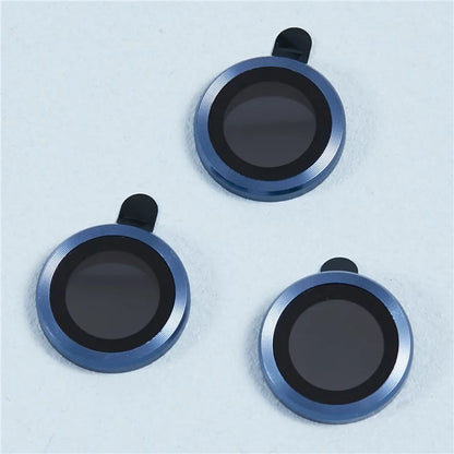For iPhone 15 Pro / 15 Pro Max 1 Set Camera Lens Protector Metal Ring Tempered Glass Electroplating CD Vein Lens Film