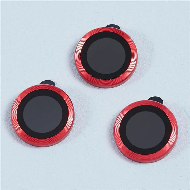 For iPhone 15 Pro / 15 Pro Max 1 Set Camera Lens Protector Metal Ring Tempered Glass Electroplating CD Vein Lens Film