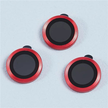 For iPhone 15 Pro / 15 Pro Max 1 Set Camera Lens Protector Metal Ring Tempered Glass Electroplating CD Vein Lens Film