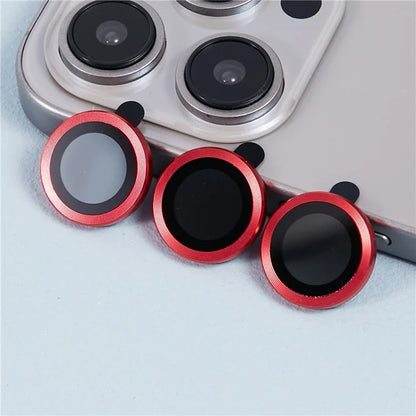 For iPhone 15 Pro / 15 Pro Max 1 Set Camera Lens Protector Metal Ring Tempered Glass Electroplating CD Vein Lens Film