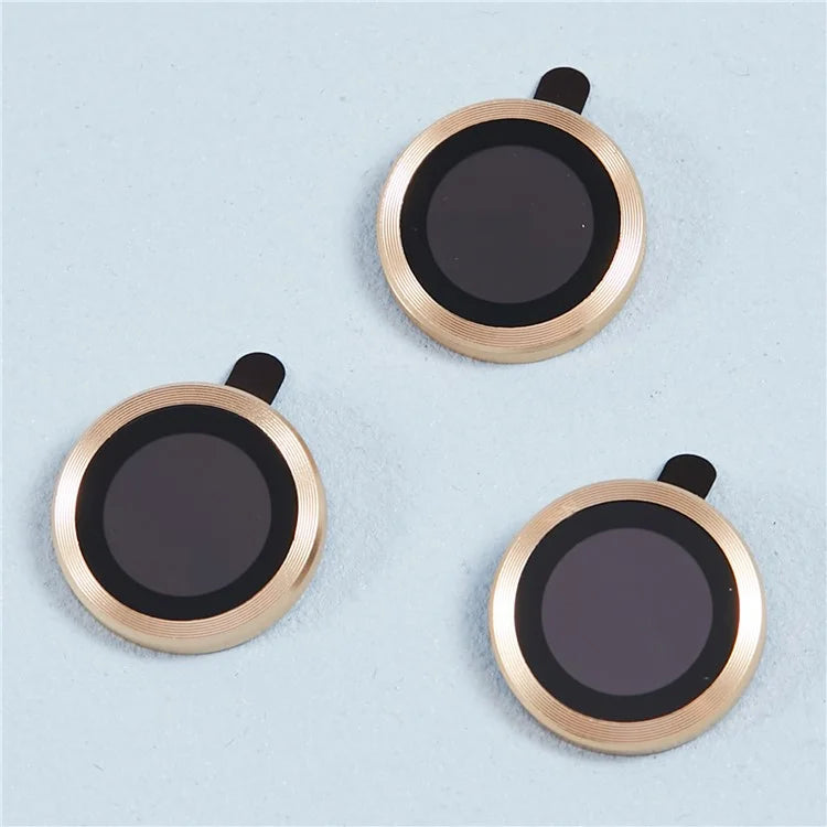 For iPhone 15 Pro / 15 Pro Max 1 Set Camera Lens Protector Metal Ring Tempered Glass Electroplating CD Vein Lens Film