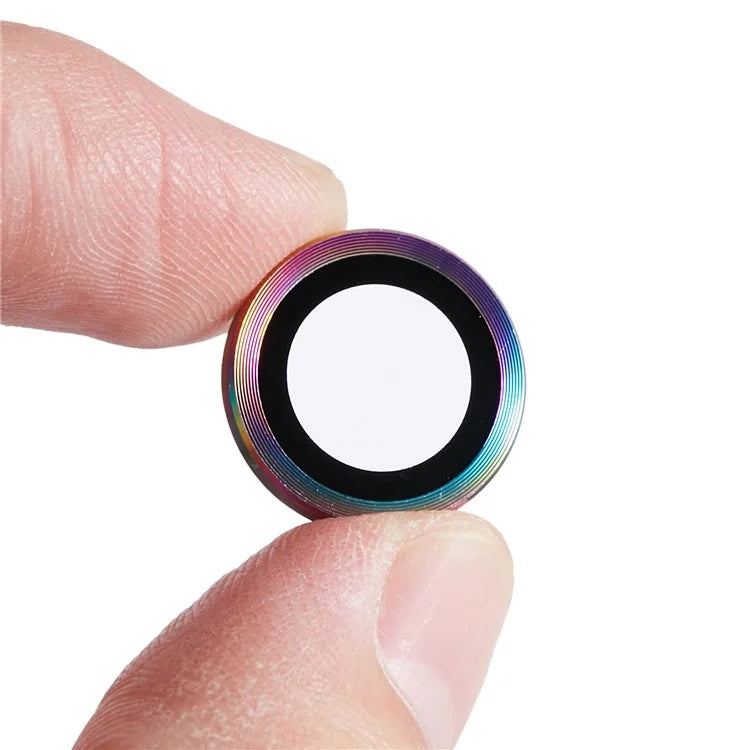 For iPhone 15 Pro / 15 Pro Max 1 Set Camera Lens Protector Metal Ring Tempered Glass Electroplating CD Vein Lens Film