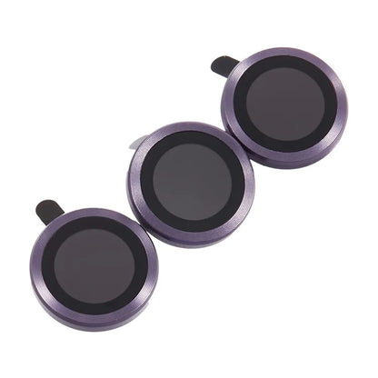 For iPhone 15 Pro / 15 Pro Max 1 Set Camera Lens Protector Metal Ring Tempered Glass Electroplating CD Vein Lens Film
