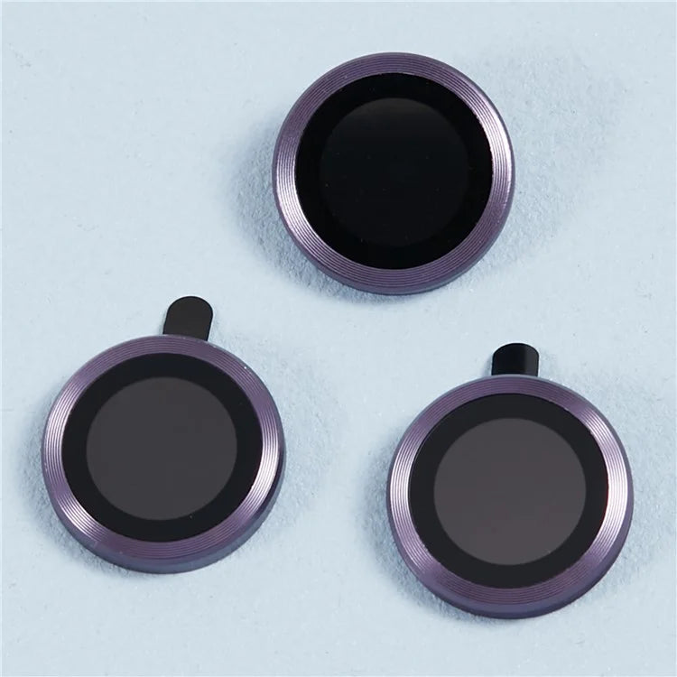 For iPhone 15 Pro / 15 Pro Max 1 Set Camera Lens Protector Metal Ring Tempered Glass Electroplating CD Vein Lens Film