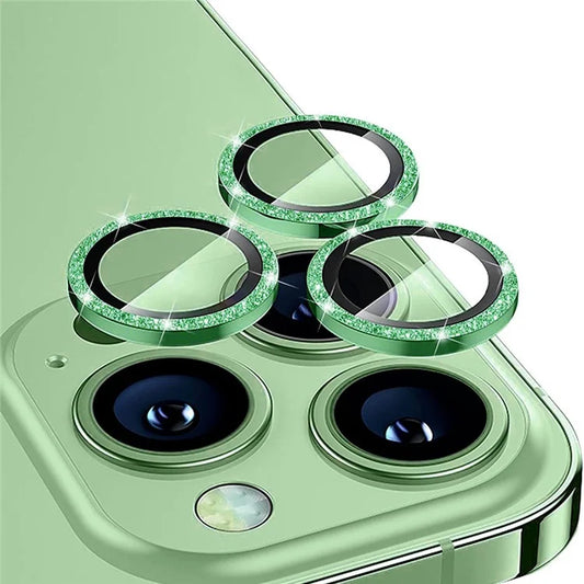 ENKAY HAT PRINCE For iPhone 15 Pro  /  15 Pro Max Camera Lens Film Rhinestone Decor Tempered Glass Lens Protectorish Green