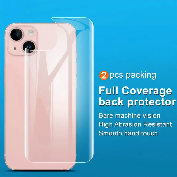 IMAK 2Pcs  /  Set Hydrogel Film III for iPhone 15 Plus Back Protector Anti-scratch TPU Phone Back Film