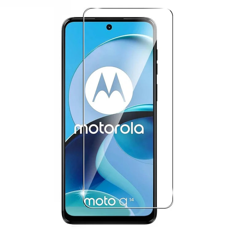 For Motorola Moto G14 4G High Aluminum-silicon Glass Screen Protector 0.2mm Clear Arc Edges 9H Anti-Scratch Film