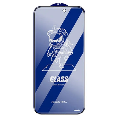 AZEADA Space Bear Series for iPhone 15 Pro Max Anti-Spy High Aluminium-silicon Glass Screen Protector