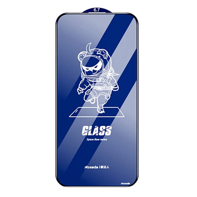 AZEADA Space Bear Series for iPhone 14 Pro Max Screen Protector High Aluminium-silicon Glass Anti-Static Film