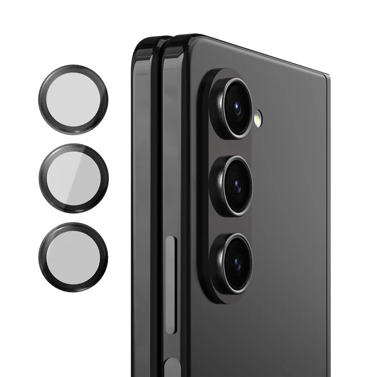 NILLKIN 3Pcs / Set For Samsung Galaxy Z Fold5 5G Lens Film Aluminum Frame+Tempered Glass Camera Lens Protector