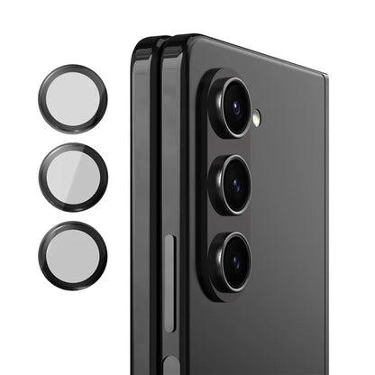 NILLKIN 3Pcs / Set For Samsung Galaxy Z Fold5 5G Lens Film Aluminum Frame+Tempered Glass Camera Lens Protector