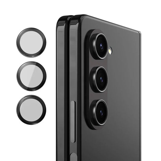 NILLKIN 3Pcs / Set For Samsung Galaxy Z Fold5 5G Lens Film Aluminum Frame+Tempered Glass Camera Lens Protector
