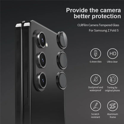 NILLKIN 3Pcs / Set For Samsung Galaxy Z Fold5 5G Lens Film Aluminum Frame+Tempered Glass Camera Lens Protector