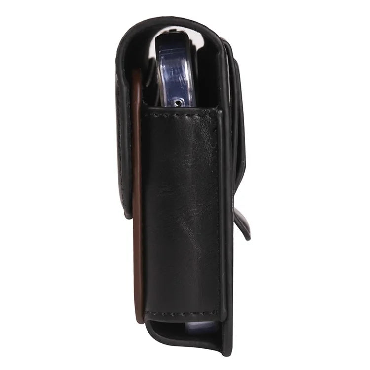 6.1 inch Mobile Phone Waist Bag with Magnetic Closure PU Leather Phone Belt Pouch  /  Brown