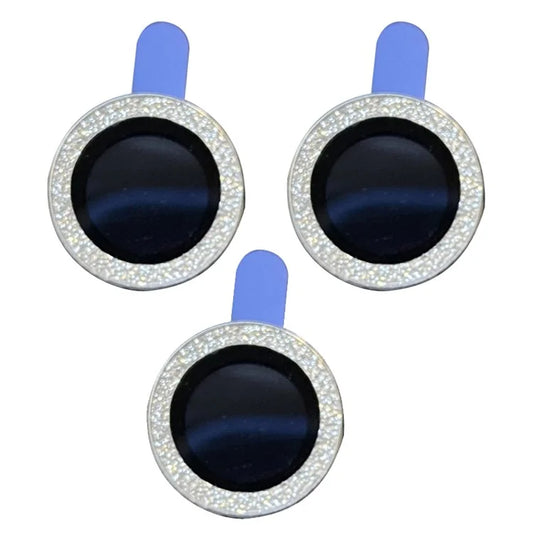For iPhone 15 Pro / 15 Pro Max 1 Set Camera Lens Film Tempered Glass Lens Protector with Glitter Powder Ring