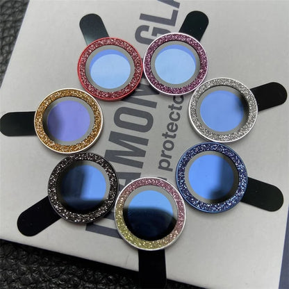 For iPhone 15 Pro / 15 Pro Max 1 Set Camera Lens Film Tempered Glass Lens Protector with Glitter Powder Ring