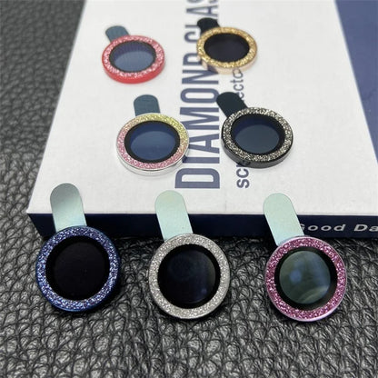 For iPhone 15 / 15 Plus 1 Set Camera Lens Protector Glitter Powder Ring Tempered Glass Lens Film