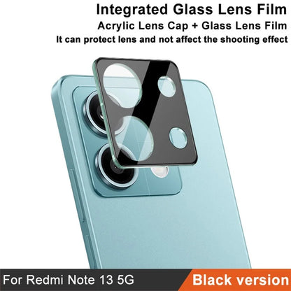 IMAK For Xiaomi Redmi Note 13 5G Rear Camera Lens Film Clear Tempered Glass Lens Protector+Acrylic Lens Cap (Black Version)