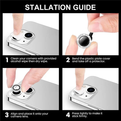 ENKAY HAT PRINCE 1 Set For iPhone 15 Pro / 15 Pro Max Camera Lens Protector Rhinestone Decor Rear Lens Film