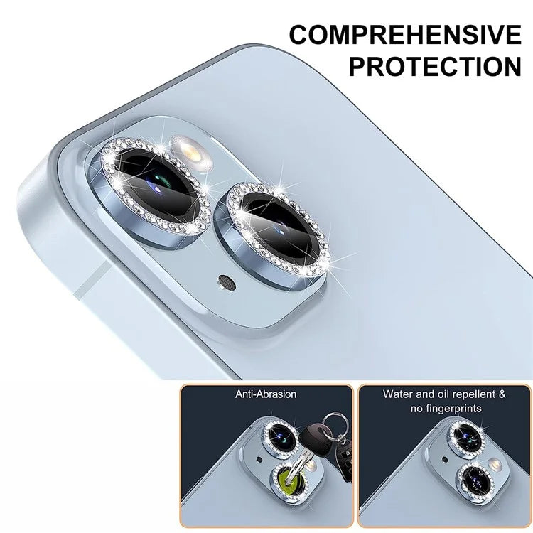 ENKAY HAT PRINCE 1 Set For iPhone 15 Pro / 15 Pro Max Camera Lens Protector Rhinestone Decor Rear Lens Film