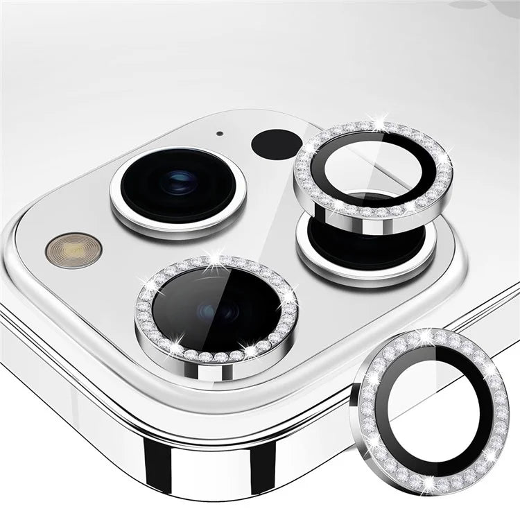 ENKAY HAT PRINCE 1 Set For iPhone 15 Pro / 15 Pro Max Camera Lens Protector Rhinestone Decor Rear Lens Film
